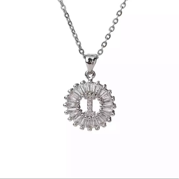 Silver Initial Crystal Pendant Necklace A-Z - Picture 10 of 10
